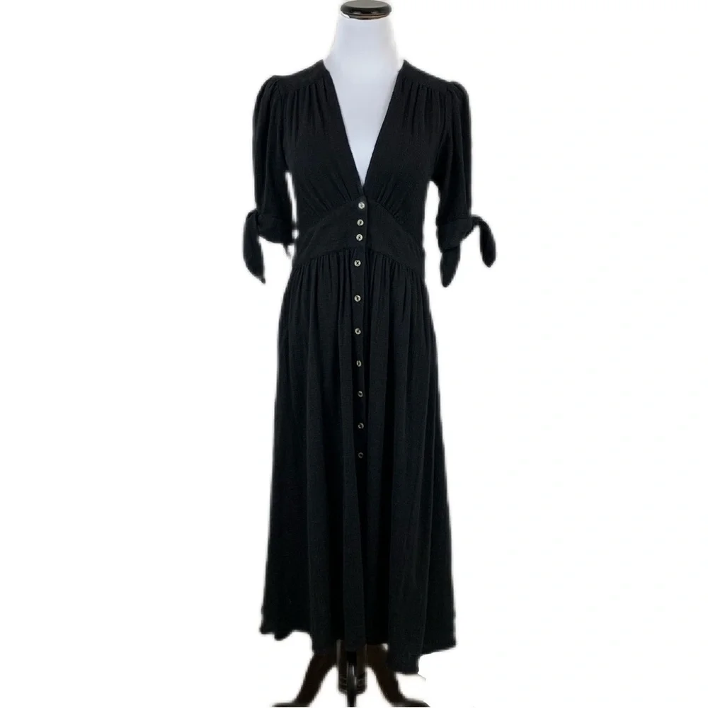 Free People SZ S Love Of My Life Black MIDI Dress - Picture 2 of 10